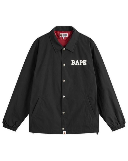 A Bathing Ape Black College Coach Jacket for men