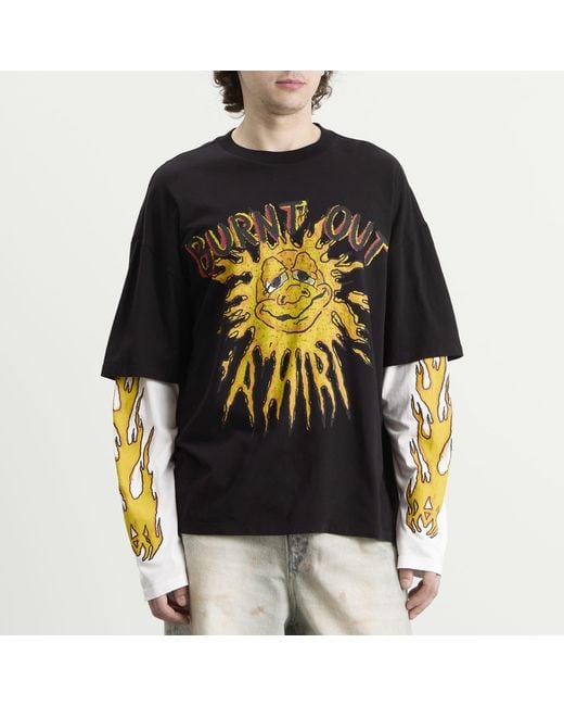 Amiri Black Burnt Out Double Layer T-Shirt for men