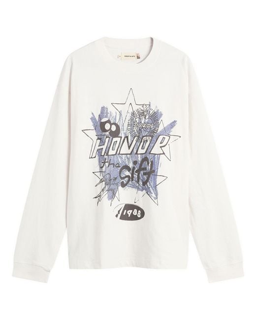 Honor The Gift White Pop Art Long Sleeve T-Shirt for men