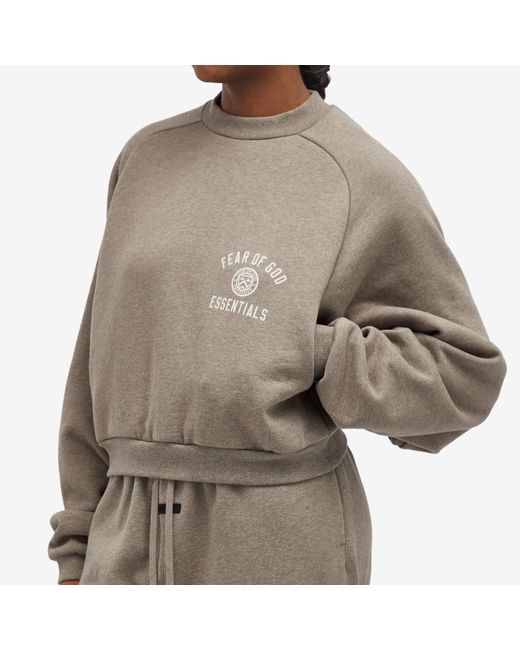 Fear Of God Gray Fleece Cropped Crew Sweatshirt
