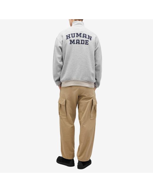 Human Made Gray Military Half-Zip Sweatshirt for men