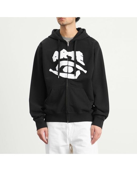 Arte' Black Eyes Front Zip Hoodie for men