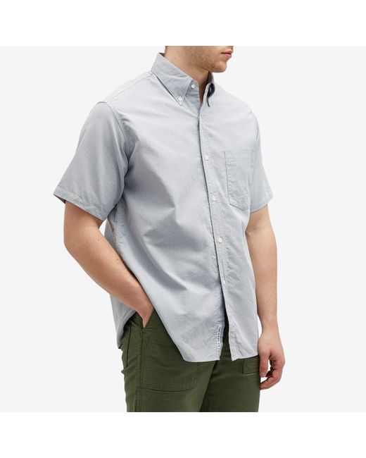 Nanamica Blue Short Sleeve Button Down Wind Shirt for men