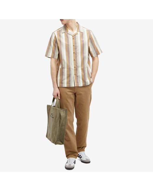 Fred Perry Natural Ombre Stripe Short Sleeve Vacation Shirt for men