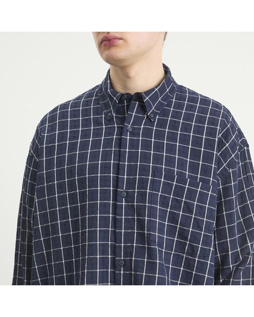 Won Hundred Blue Maza Check Shirt for men