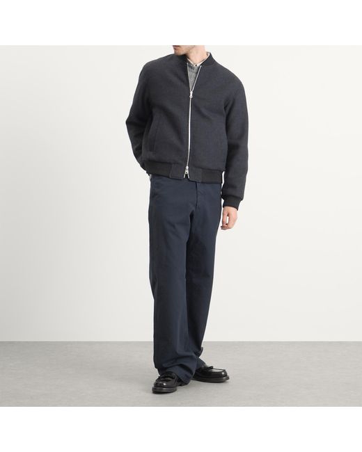 Dries Van Noten Blue Brushed Cotton Twill Bomber Jacket for men