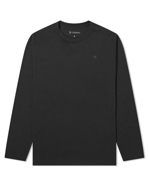 Goldwin Black Peak-Motif Long Sleeve T-Shirt for men