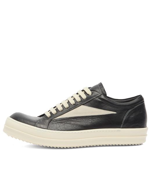 Rick Owens Black Crinkle Leather Vintage Sneakers for men