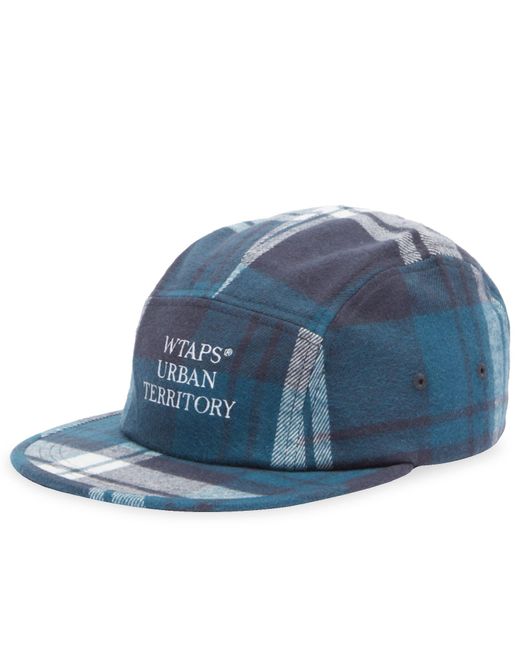 (w)taps Blue 01 Checked Wool Cap for men