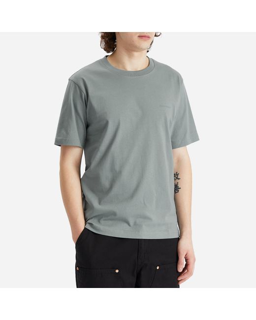 Norse Projects Gray Johannes Logo Print T-Shirt for men