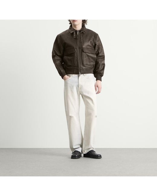 Deadwood Green Wingman Leather Bomber Jacket for men