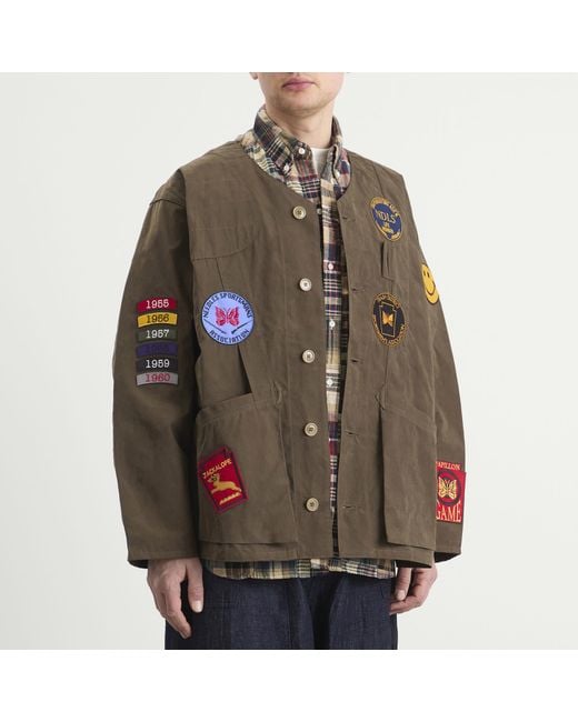 Needles Brown Waxed Cloth Shooting Jacket for men