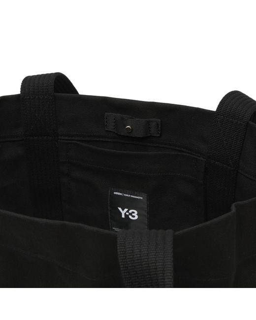 Y-3 Black Canvas Tote Bag for men