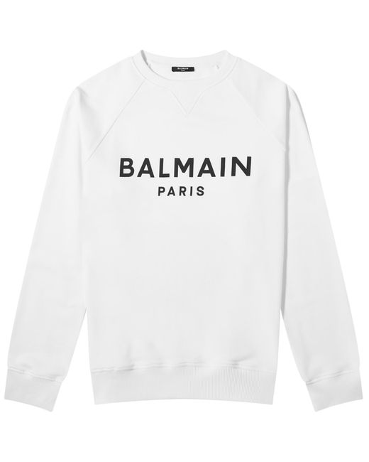Balmain White Paris Logo Crew Sweat for men