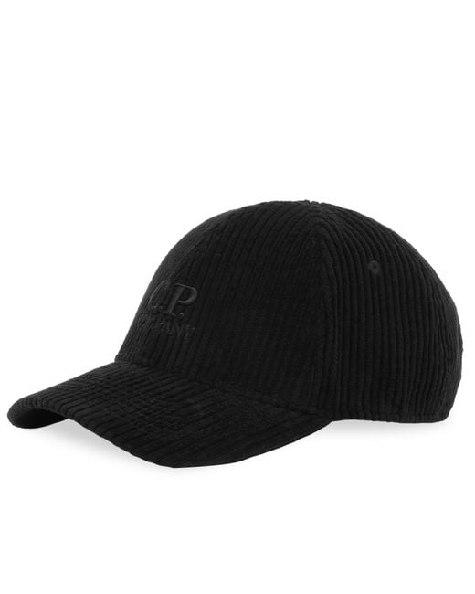 C P Company Black Corduroy Cap for men