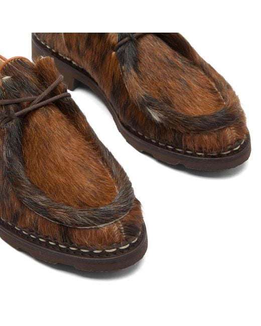 Paraboot Brown Michael Cow Hair Leather Lace Up Derby Shoe