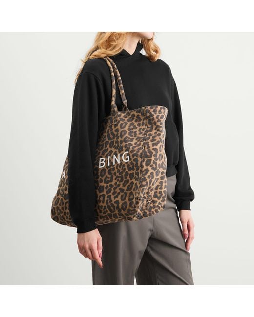 Anine Bing Brown Leo Canvas Tote Bag