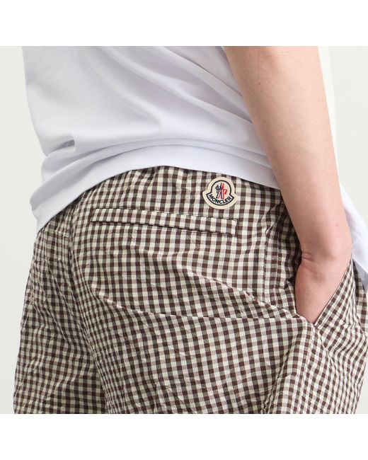 Moncler Brown Check Drawstring Shorts for men
