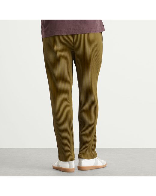 Homme Plissé Issey Miyake Green Pleated Straight Trousers for men