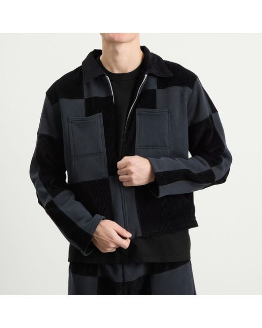 Les Tien Black Patchwork Utility Jacket for men