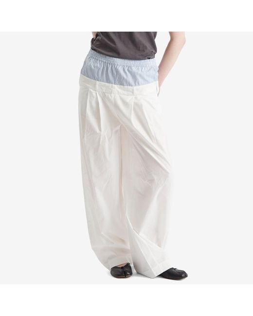 Stel White Layered Wide Barrow Leg Trousers