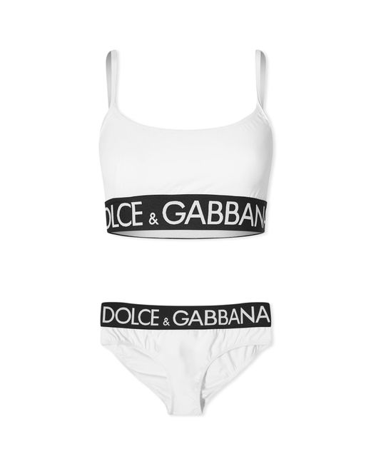 Dolce & Gabbana White Logo Band Bikini