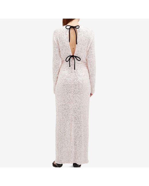 Ganni White 3D Sequins Maxi Dress
