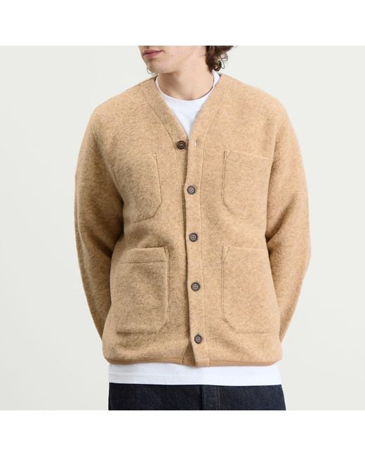 Universal Works Natural Wool Fleece Cardigan for men