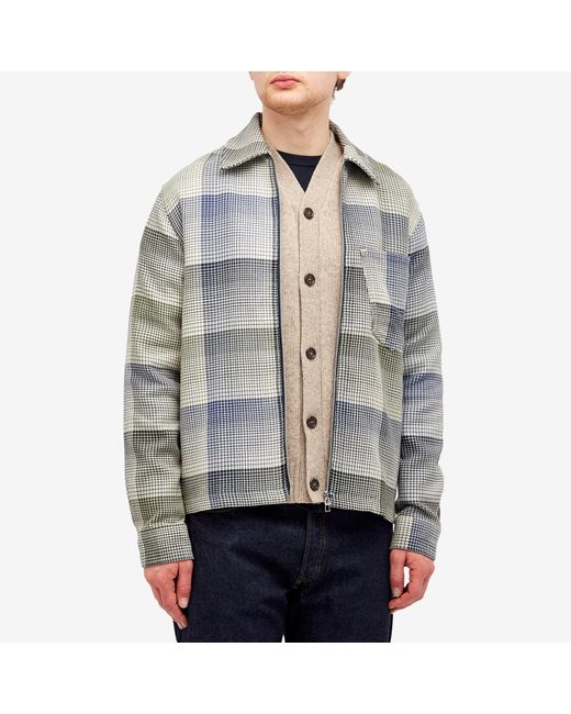 Paul Smith Gray Zip Front Plaid Shirt for men