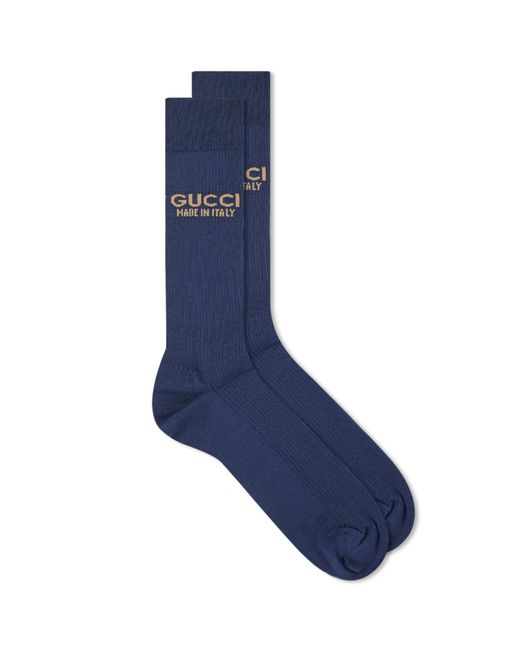 Gucci Blue Knit Cotton Socks With Jacquard Detail for men