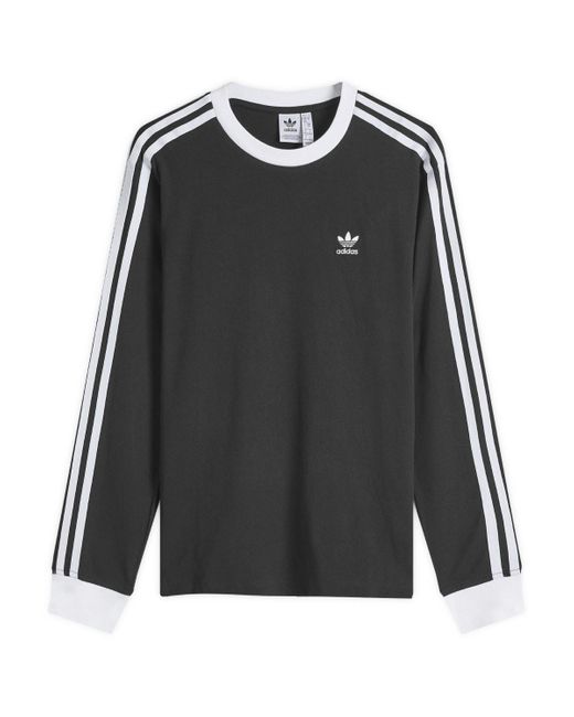 Adidas Black 3 Stripe Regular Long Sleeve T-Shirt