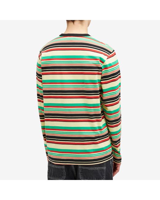 ICECREAM Green Striped Long Sleeve T-Shirt for men