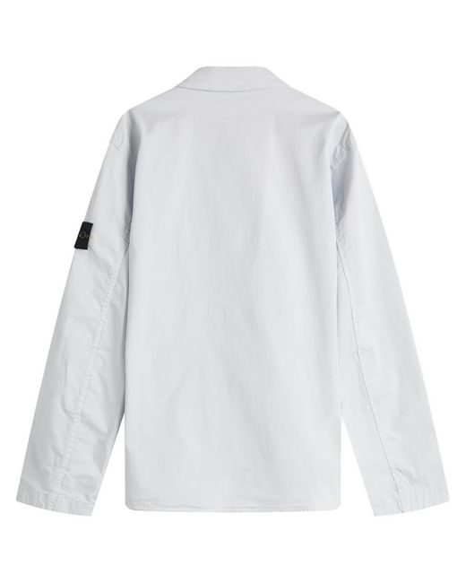 Stone Island White Supima Cotton Twill Stretch-Tc Button Shirt Jacket for men
