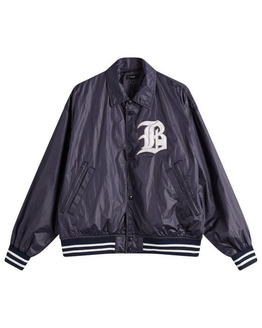 Beams Plus Blue B Satin Varsity Jacket for men