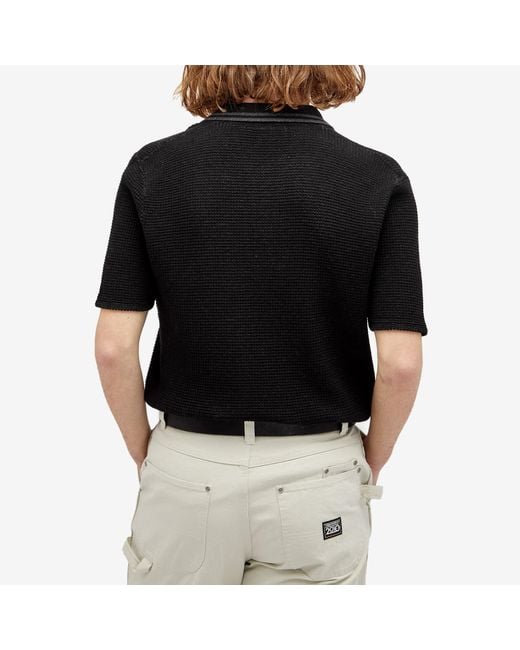 Percival Black Cassette Knit Polo for men