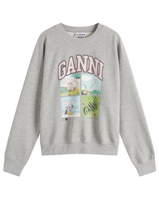 Ganni Gray Isoli Bd Oversized Sweatshirt