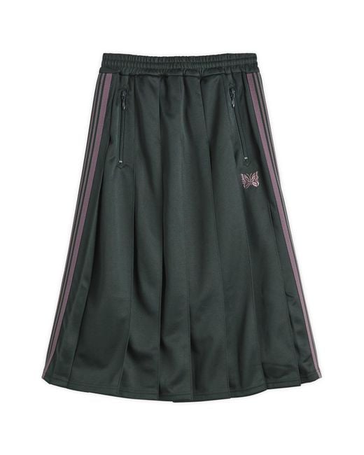 Needles Women's Green Pleated Track Skirt