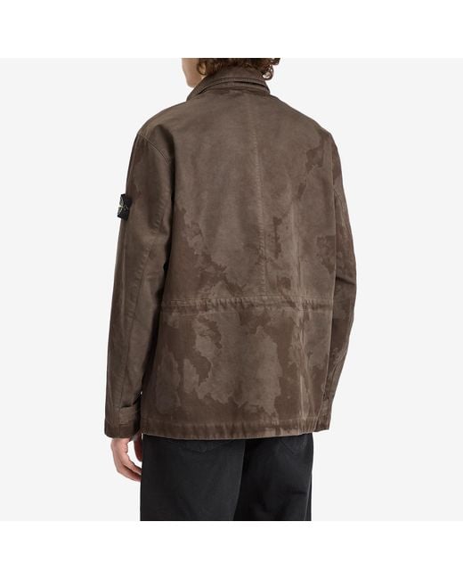 Stone Island Brown Raso Gommato 3L Laser Camo Field Jacket for men
