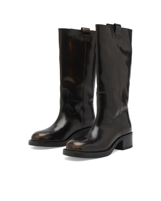 Alohas Black Sajan Vintage Effect Leather Boots
