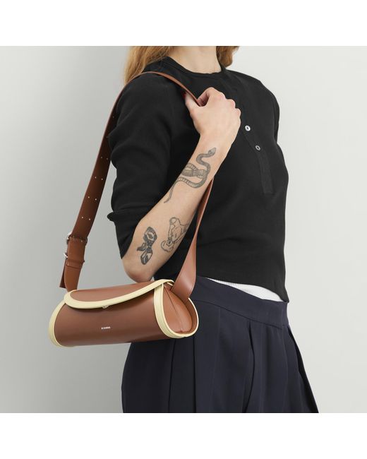 Jil Sander Brown Cannolo Handbag