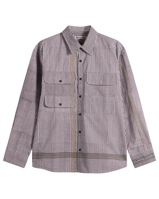 STORY mfg. Purple Hand Block Printed Harvest Shirt for men