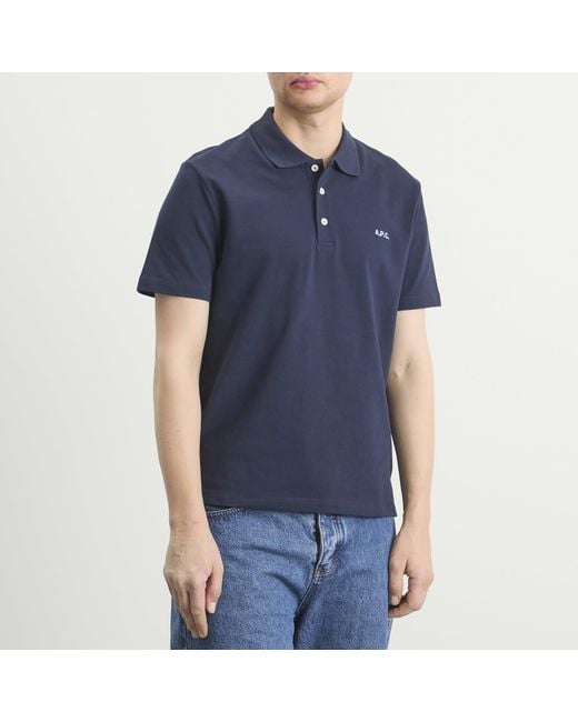 A.P.C. Blue Carter Logo Polo Shirt for men