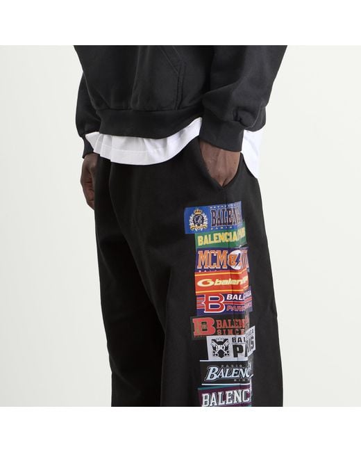 Balenciaga Black Baggy Bumper Stickers Sweatpants for men