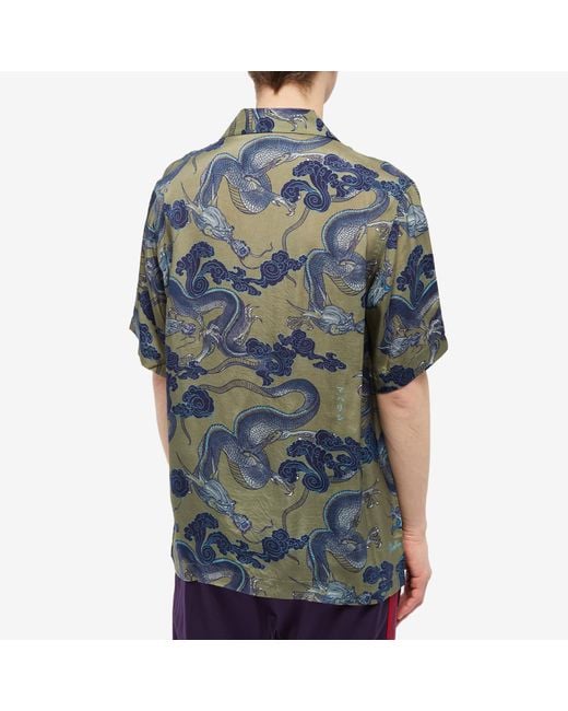 Maharishi Blue Cloud Dragon Vacation Shirt for men