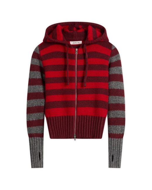 Peachy Den Red Anita Knitted Zip Hoodie