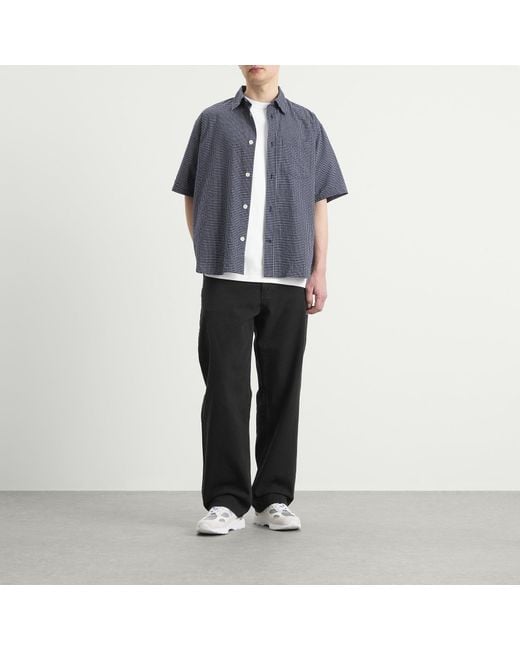 Norse Projects Blue Espevik Oversized Check Short Sleeve Shirt for men