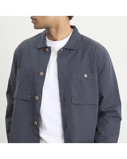 Folk Blue Patch Overshirt for men