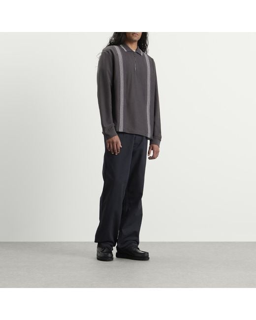 Palmes Black Panel Longsleeve Zip Polo for men