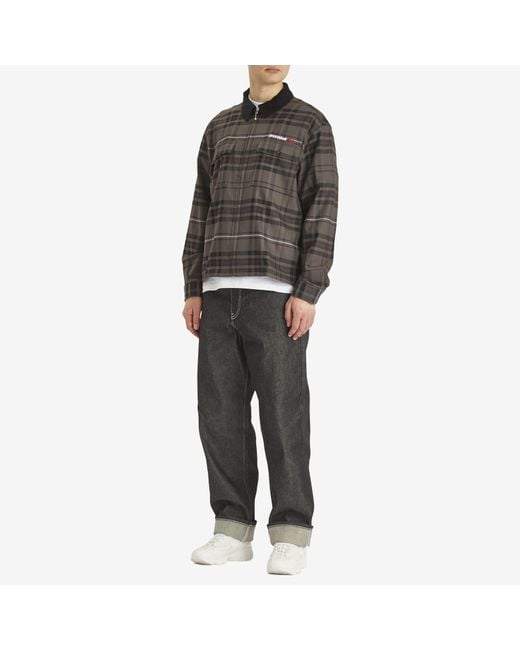 AWAKE NY Gray Plaid Flannel Zip Overshirt for men