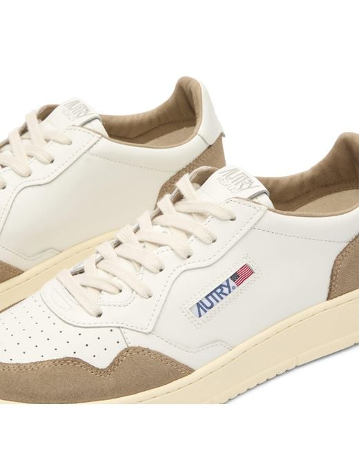 Autry White Medalist Low Leather Suede Sneakers for men
